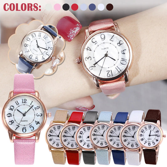 Frosted Dial Leather Women Watch