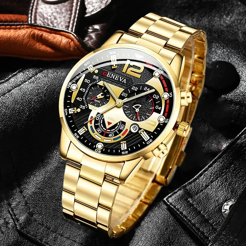 Black Steel Business Men Watch
