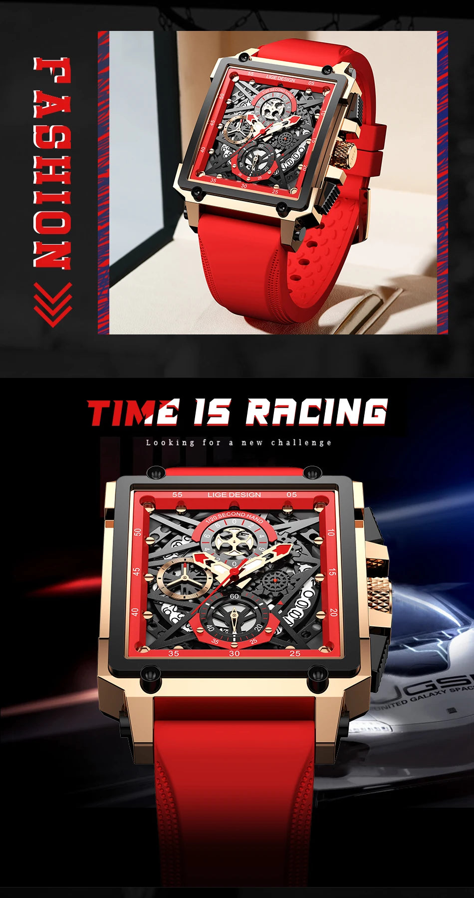 Square Waterproof Quartz Men Watch