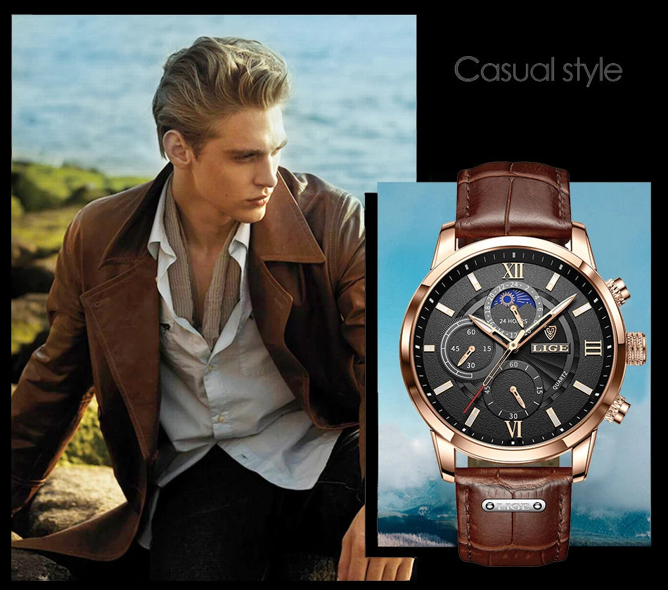 Luxury Leather Quartz Men Watch