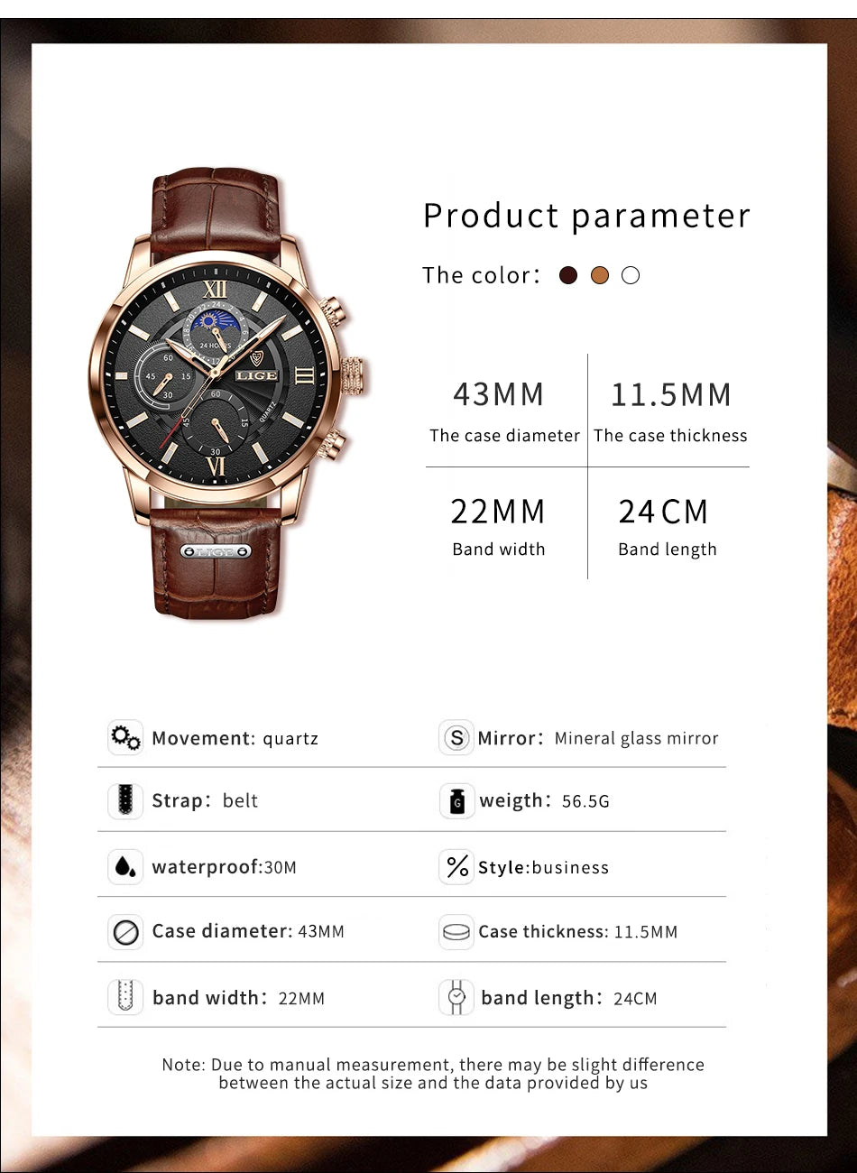 Luxury Leather Quartz Men Watch