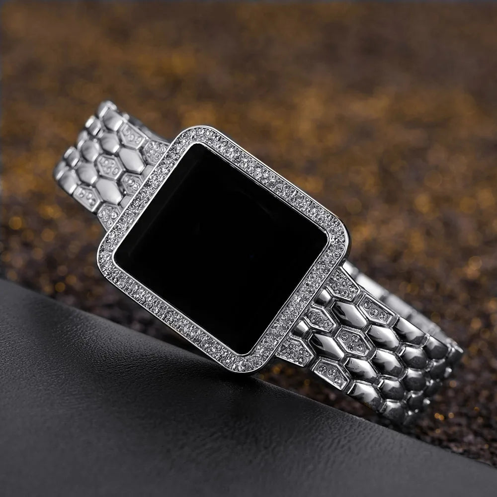 Digital Rhinestone Steel Women Watch