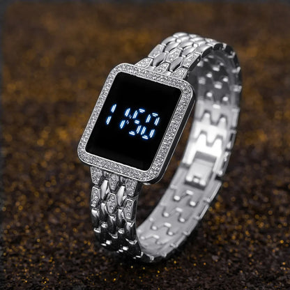 Digital Rhinestone Steel Women Watch
