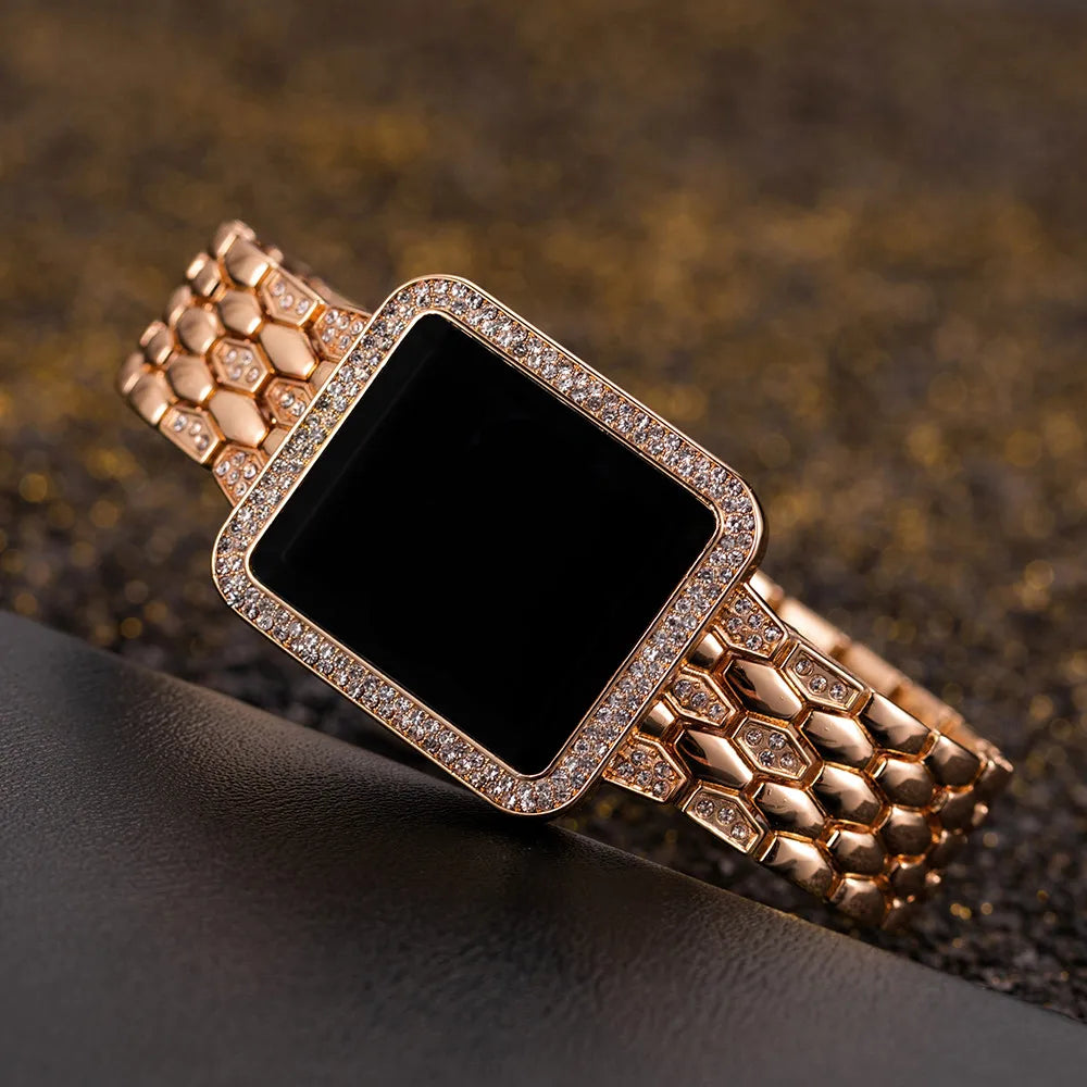 Digital Rhinestone Steel Women Watch