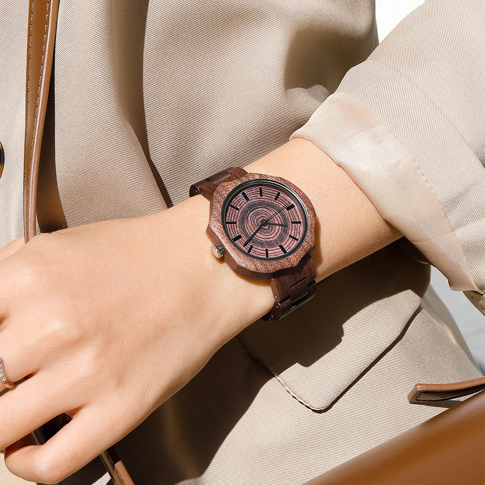 Wooden Strap Quartz Ladies Watch