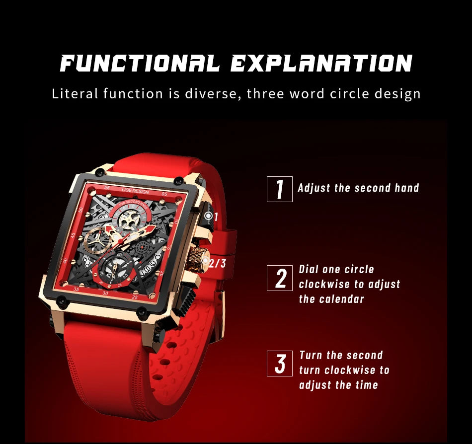 Square Waterproof Quartz Men Watch