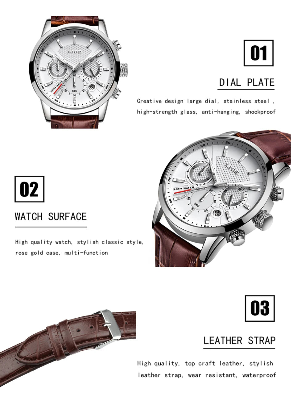 Luxury Leather Quartz Men Watch