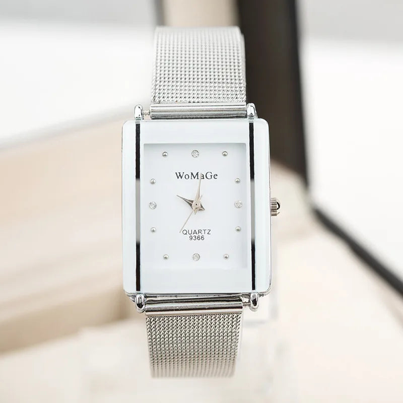 Rectangle Mesh Quartz Women Watch