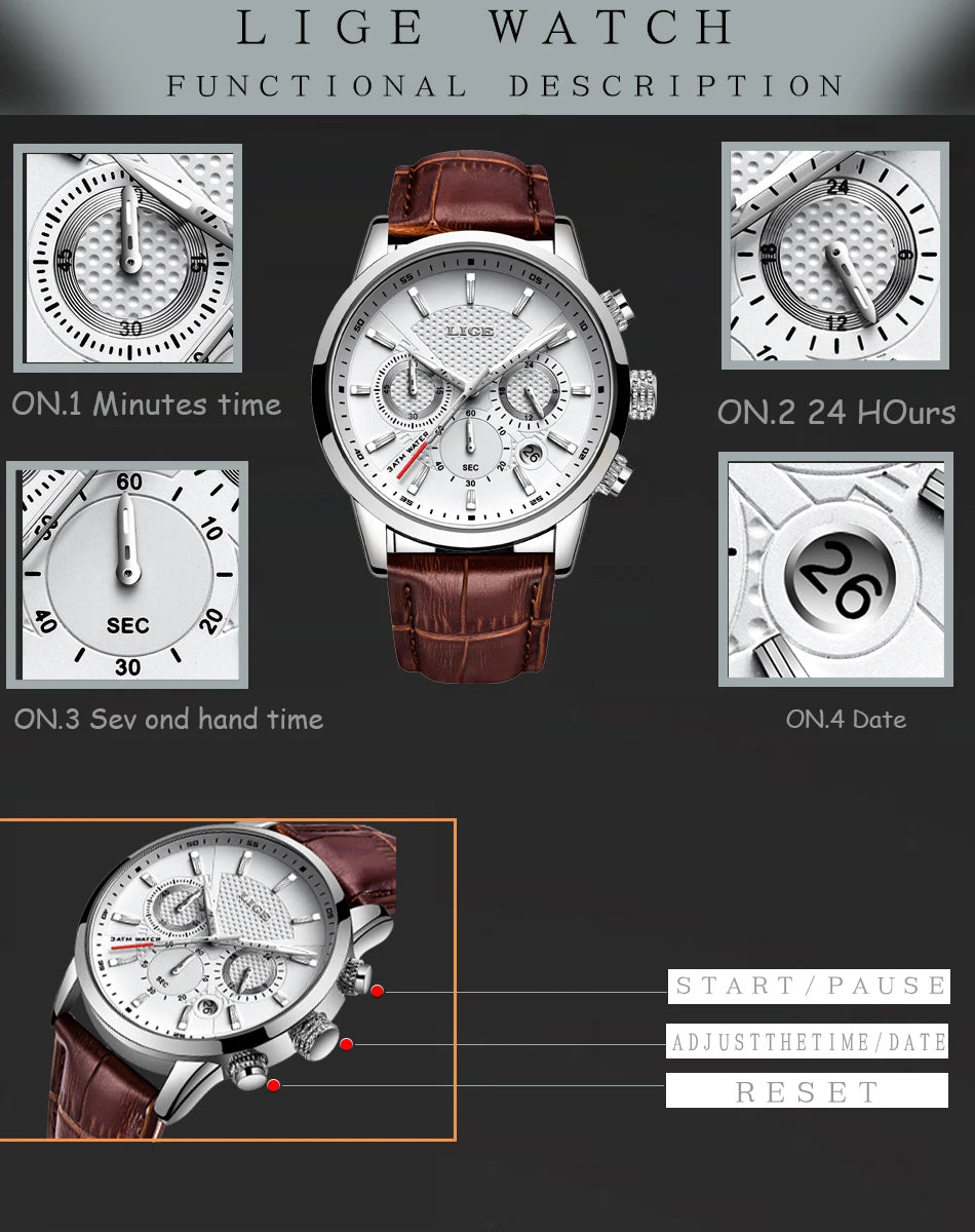 Luxury Leather Quartz Men Watch