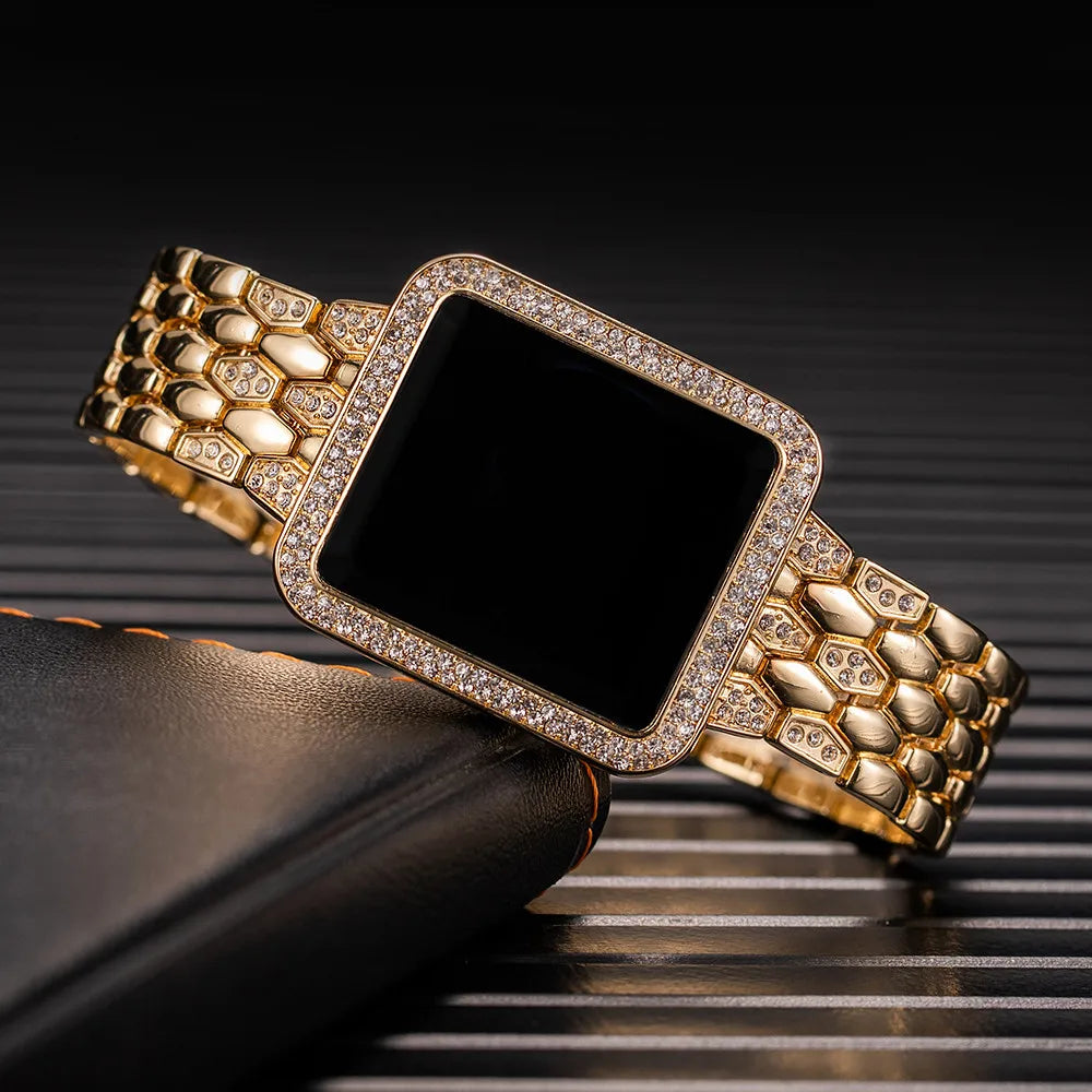 Digital Rhinestone Steel Women Watch