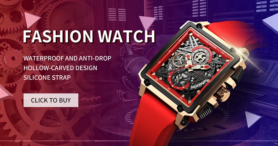 Square Waterproof Quartz Men Watch