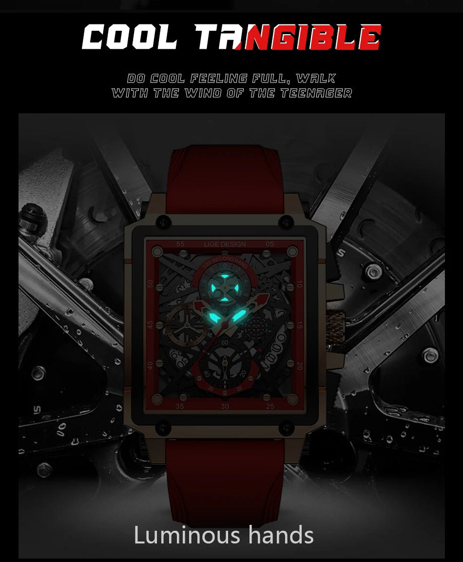Square Waterproof Quartz Men Watch