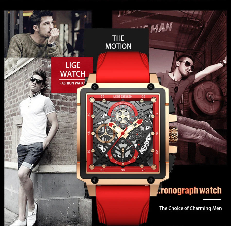 Square Waterproof Quartz Men Watch