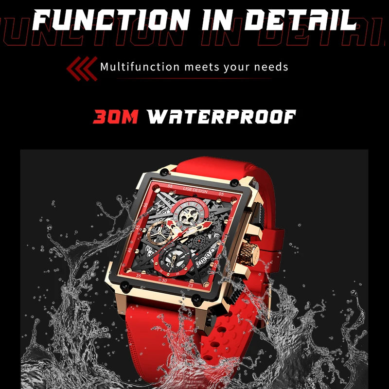 Square Waterproof Quartz Men Watch