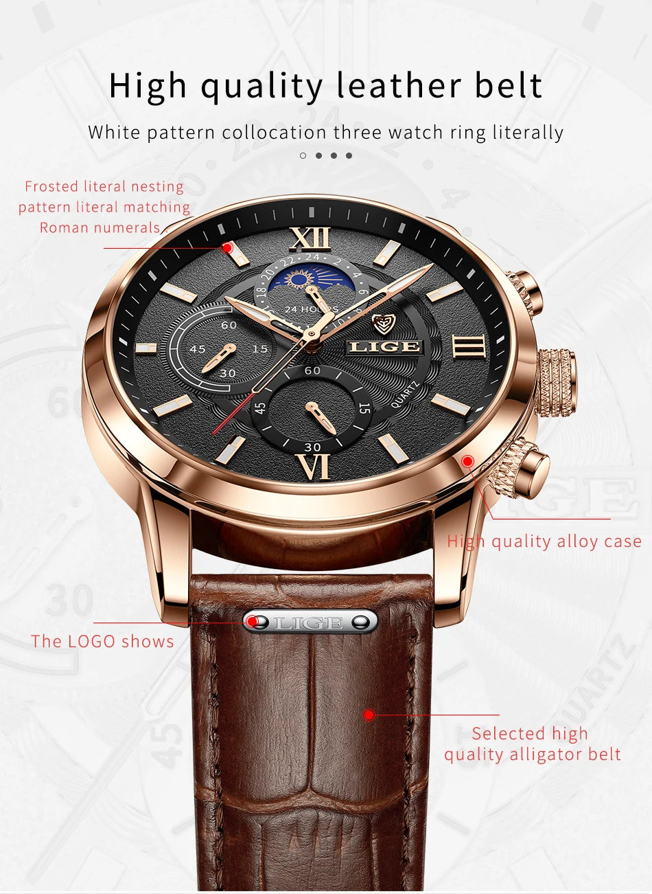Luxury Leather Quartz Men Watch