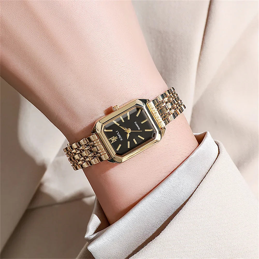 Square Gold Business Women Watch