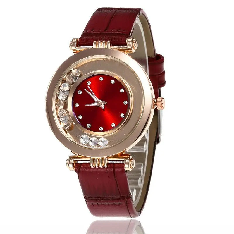 Diamond Leather Analog Women Watch