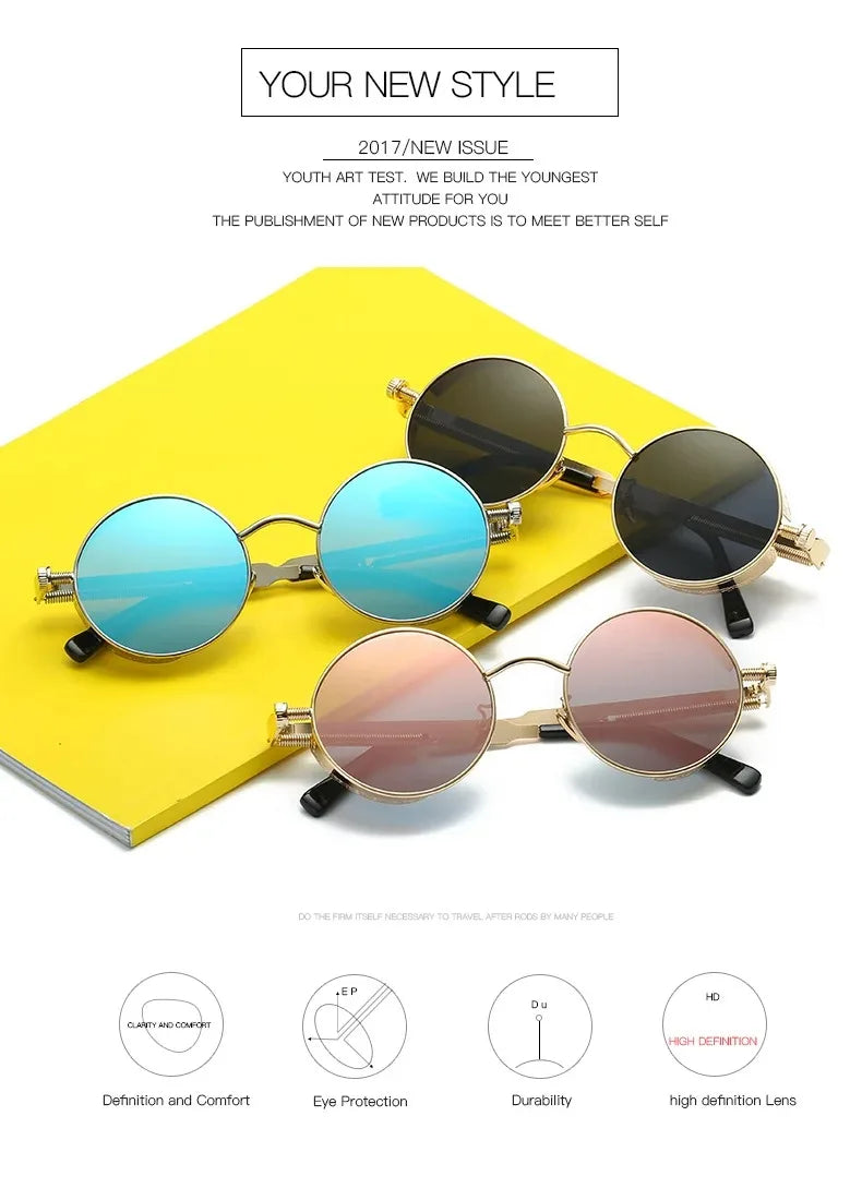 Steampunk Round Retro Sunglasses