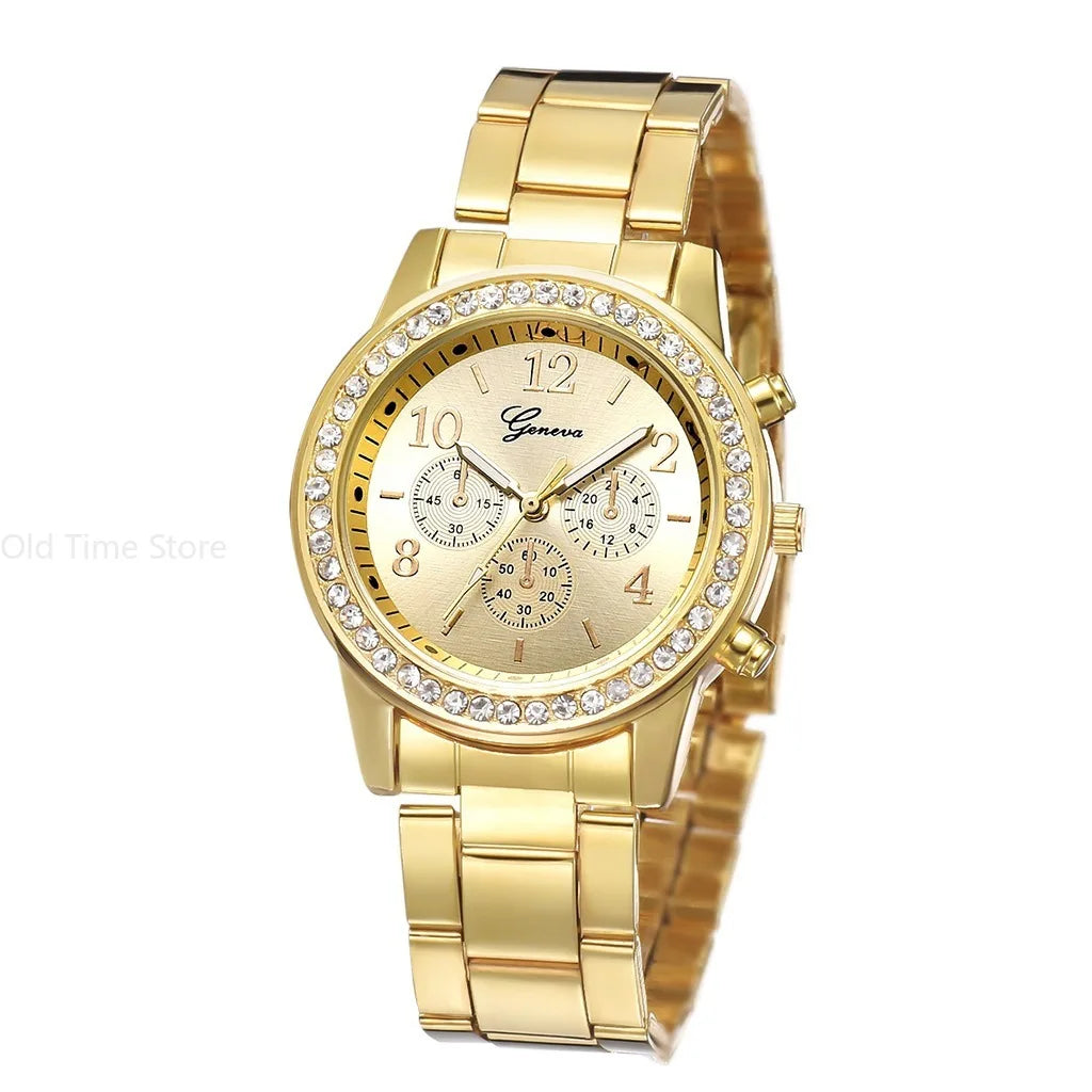 Classic Rhinestone Gold Women Watch