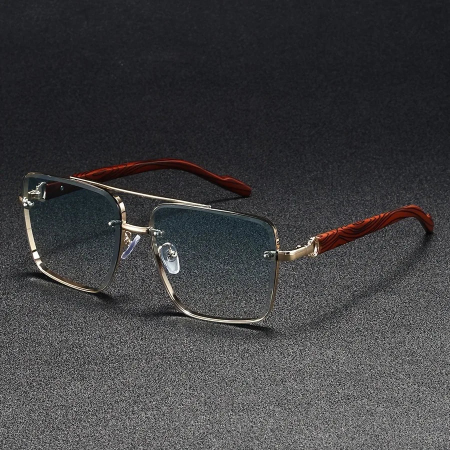 Wooden Vintage Square Sunglasses