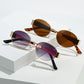 Oval Metal Designer Sunglasses