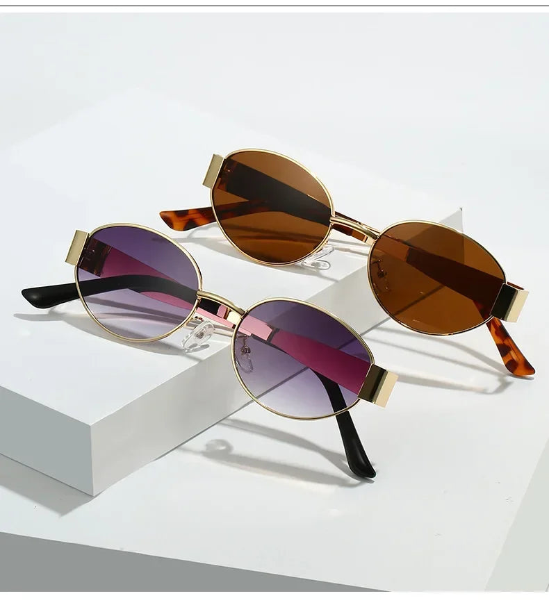 Oval Metal Designer Sunglasses