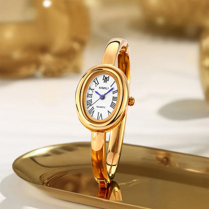 Oval Dial Steel Women Watch