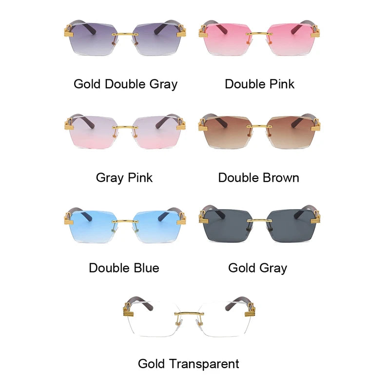 Rimless Gradient Square Sunglasses