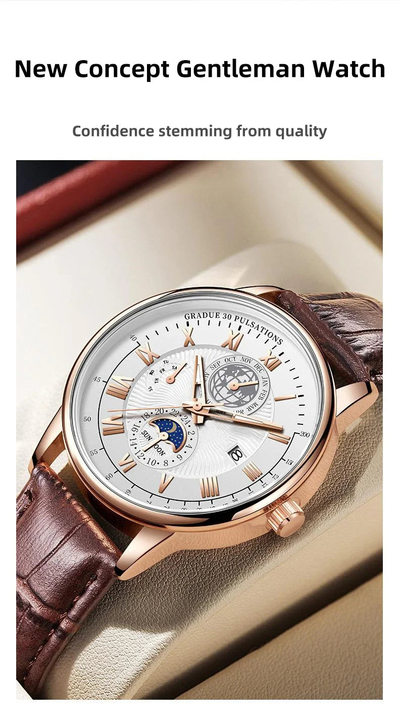 Waterproof Leather Sport Men Watch