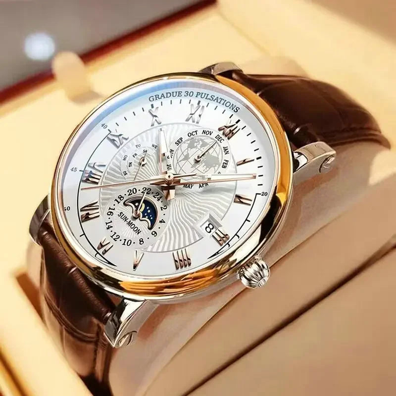 Waterproof Leather Sport Men Watch