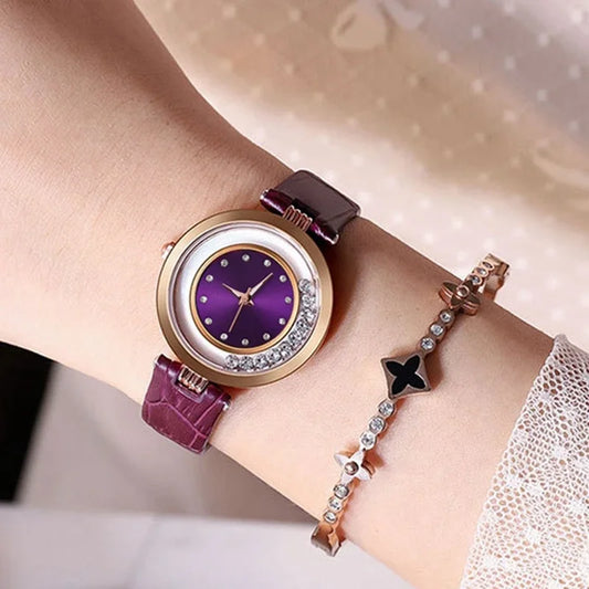 Diamond Leather Analog Women Watch