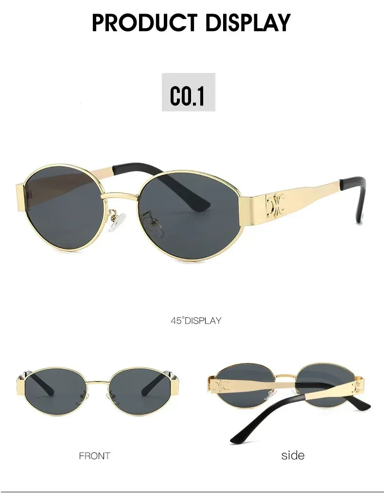 Oval Metal Designer Sunglasses