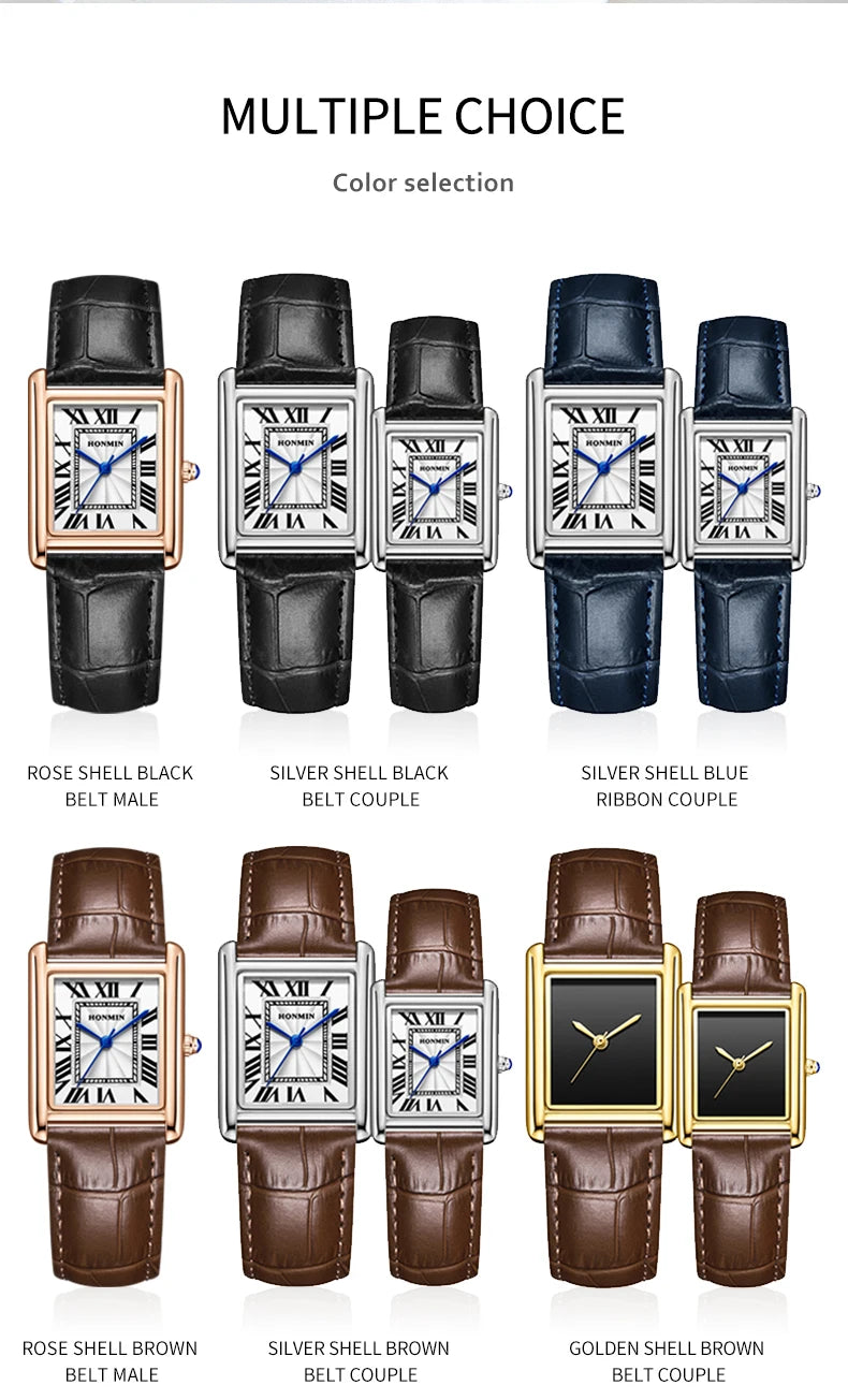Couple Leather Quartz Watches Set