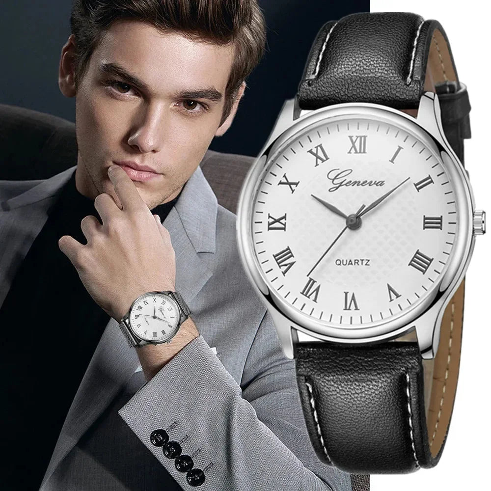 Leather Strap Business Men Watch