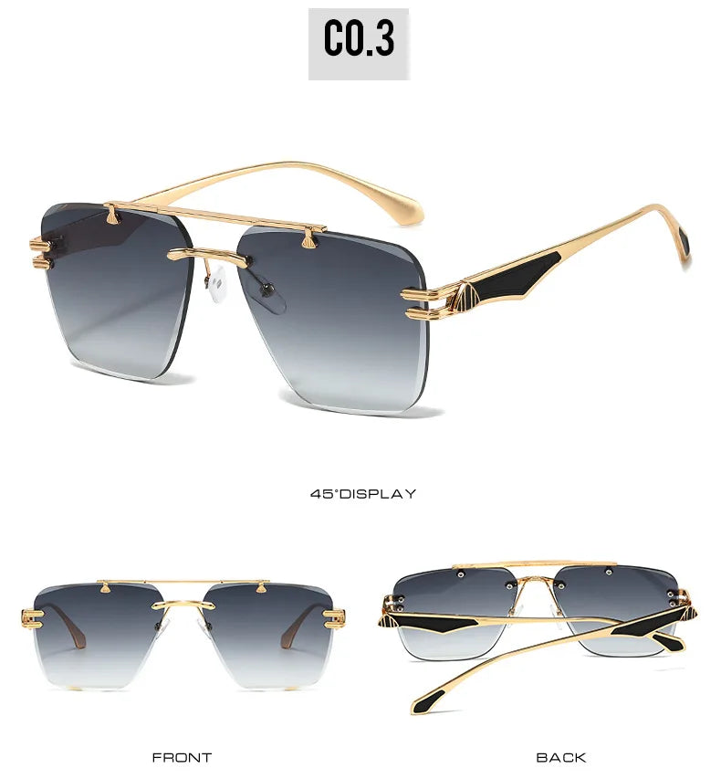 Rimless Pilot Retro Sunglasses