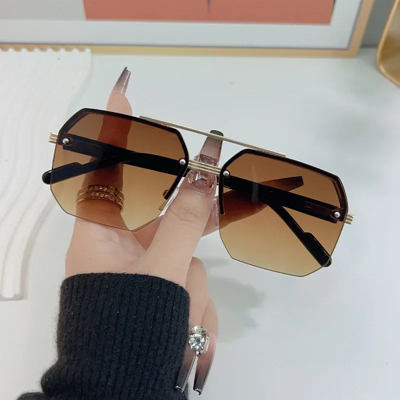 Half Frame Retro Sunglasses