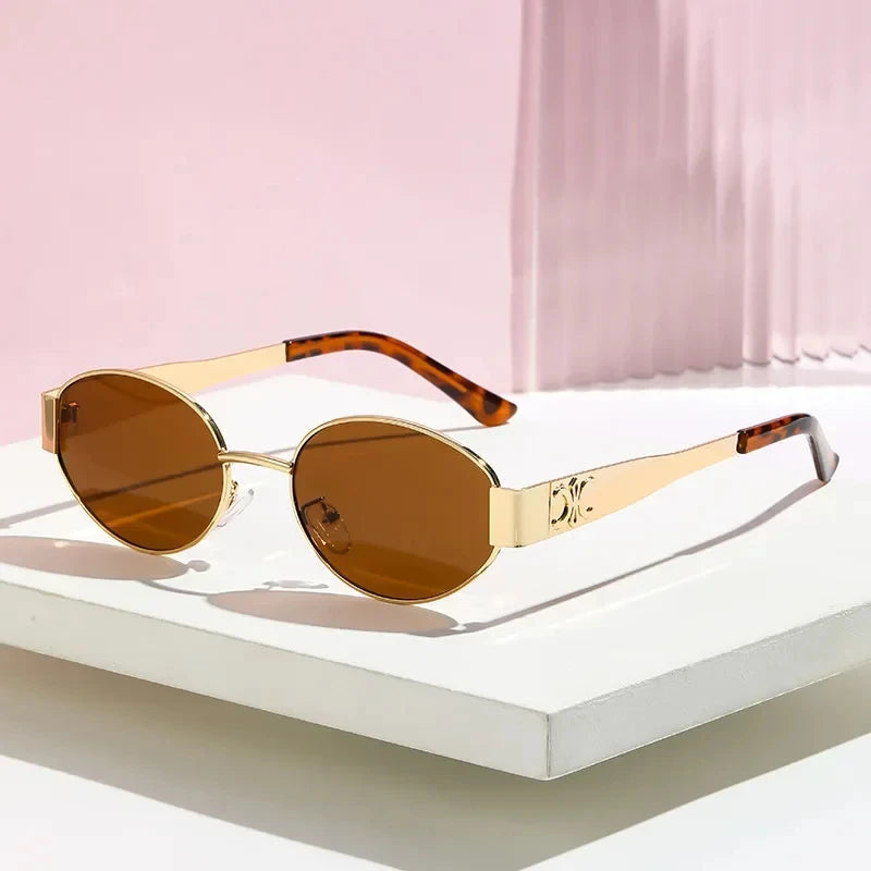 Oval Metal Designer Sunglasses
