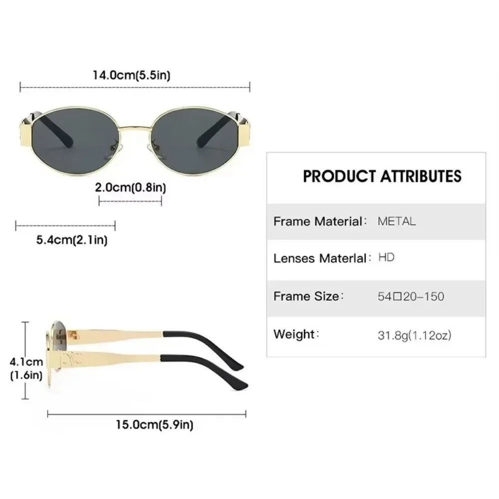 Oval Metal Designer Sunglasses