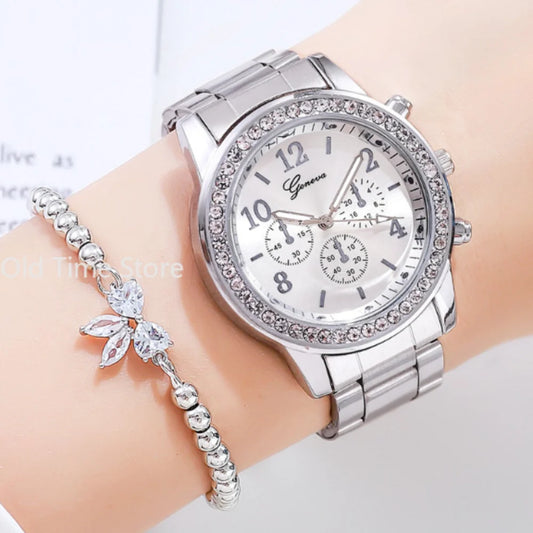 Classic Rhinestone Gold Women Watch