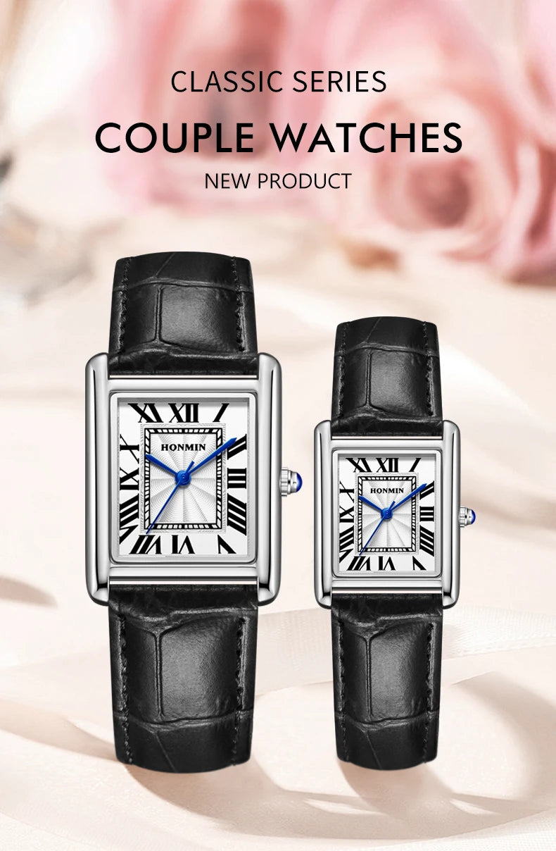 Couple Leather Quartz Watches Set