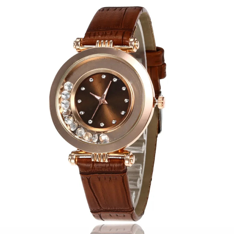 Diamond Leather Analog Women Watch
