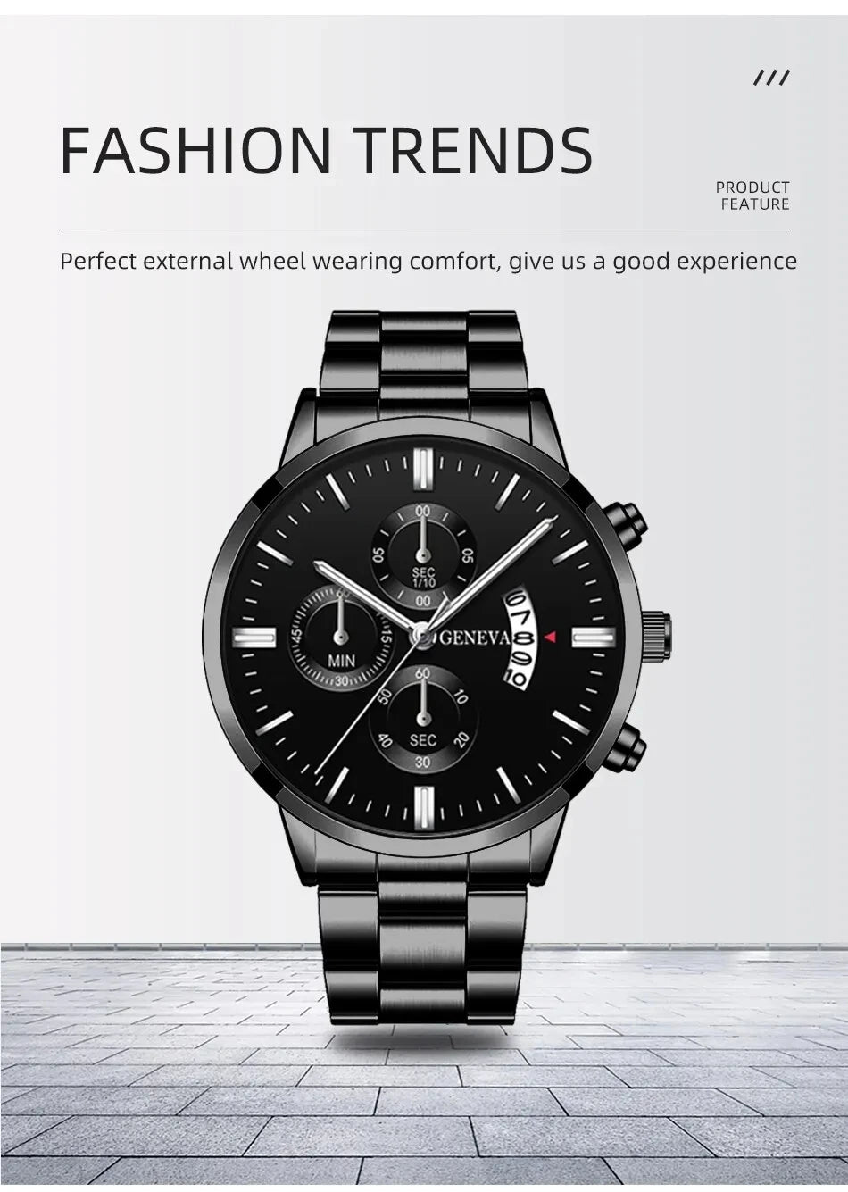Black Steel Business Men Watch