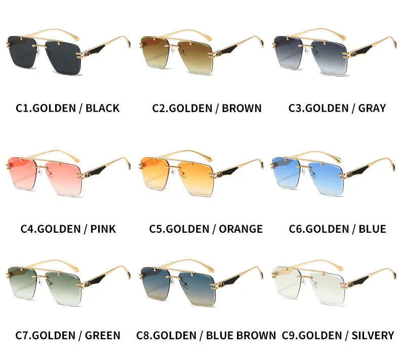 Rimless Pilot Retro Sunglasses