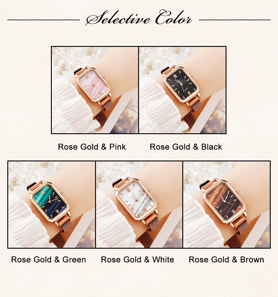Square Dial Bracelet Watch Set
