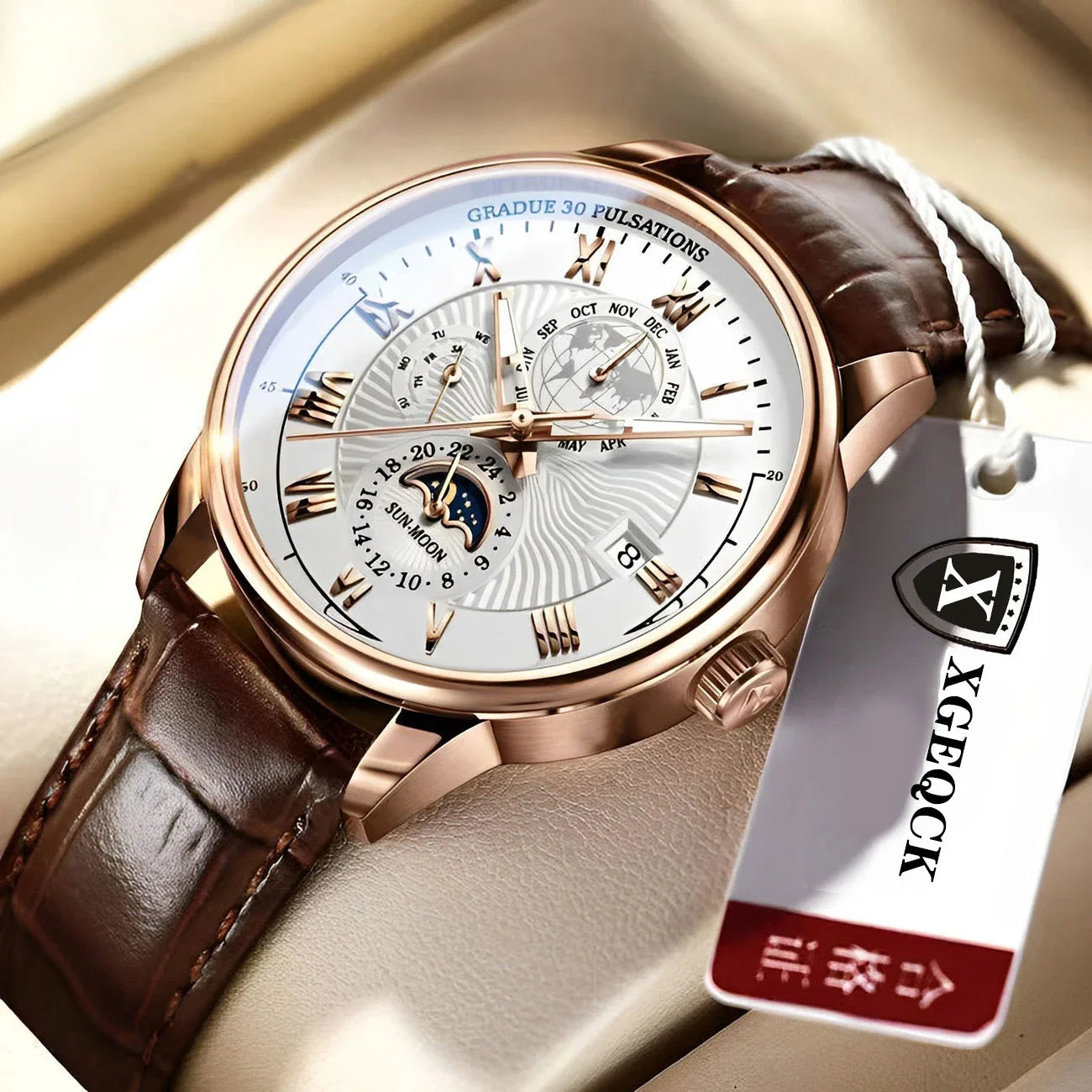 Waterproof Leather Sport Men Watch