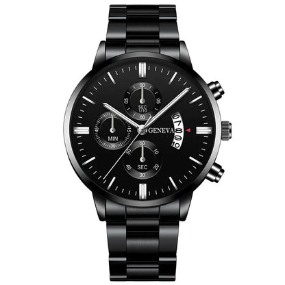 Black Steel Business Men Watch