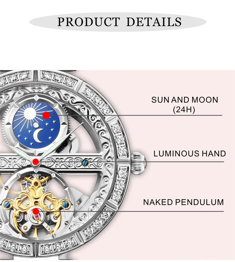 Skeleton Automatic Leather Women Watch