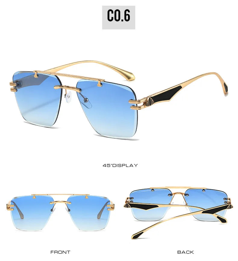 Rimless Pilot Retro Sunglasses