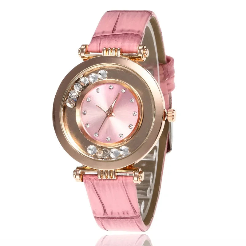Diamond Leather Analog Women Watch