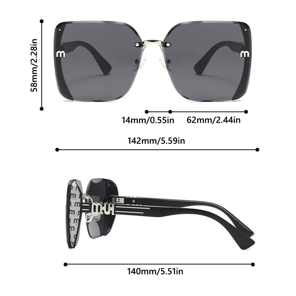 Rimless Vintage Letter Sunglasses